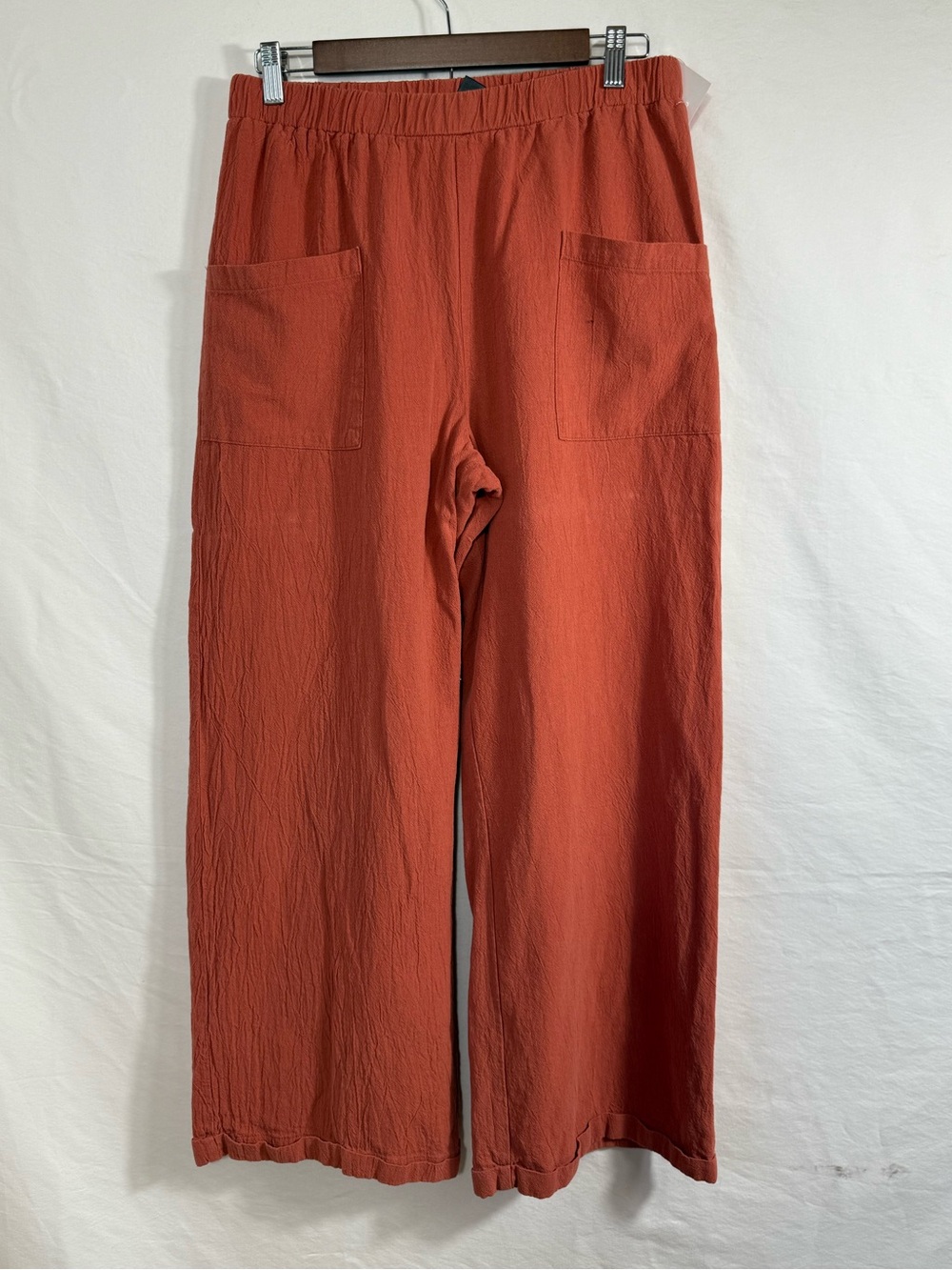 Cropped Elastic-Waist Ankle Pants in Terracotta - Picture 2 of 5